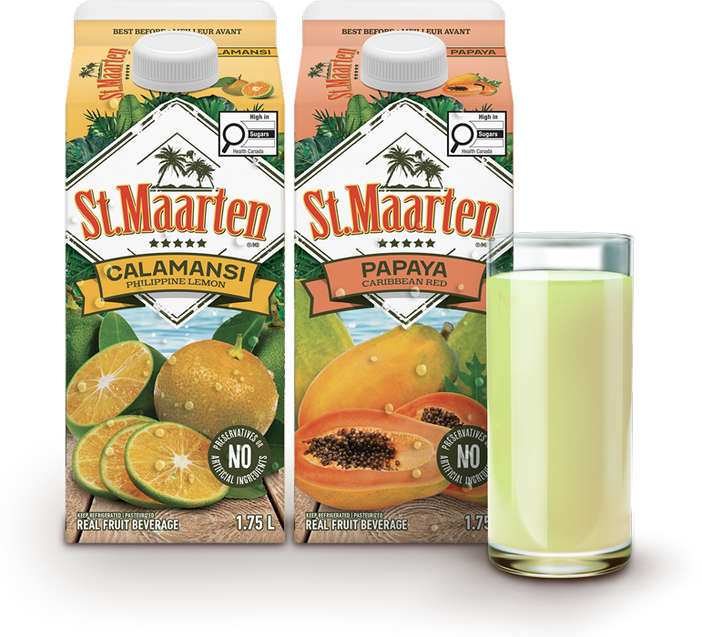 St Maarten Calamansi and Papaya cartons
